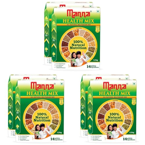 Image of Manna Health Mix 2.5 Kg, All Natural Nutrition Drink, with 14 ingredients, Zero Sugar. Natural Nutrition 1.25 Kg (Pack of 6)
