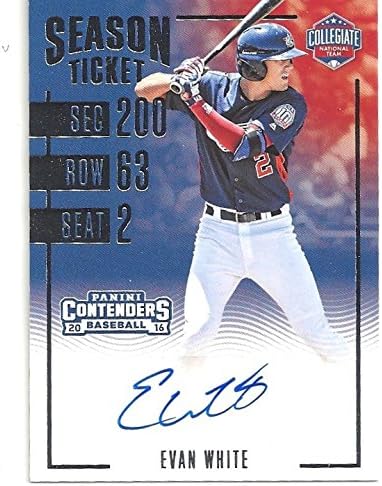Evan White "Collegiate National Team" Autographed (Autograph) Collectible Memorabilia Baseball Card - 2016 Panini Elite Extra Edition Baseball Card #CNT-EW (Kentucky) Free Shipping