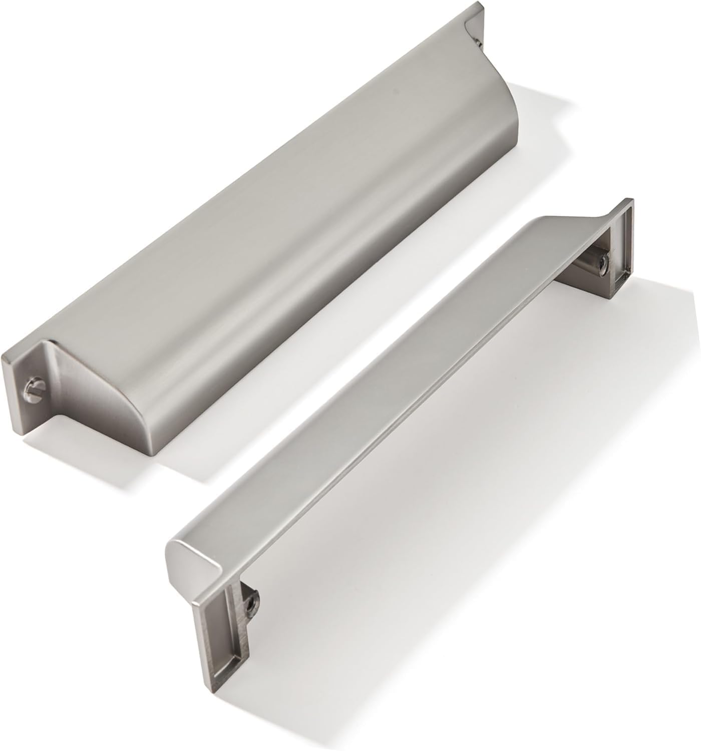 ZAUYX 10 Pack 3-3/4 Inch Center to Center Brushed Nickel Cabinet Cup Pulls Satin Nickel Kitchen Hardware Channing Cup Pulls Drawer Handles Knobs 3-3/4 inch Hole Center — image 1