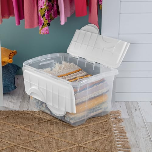 Image of Sterilite 6-Pack Stackable Storage Bin with Lid, Clear Plastic Design, 48 Quart