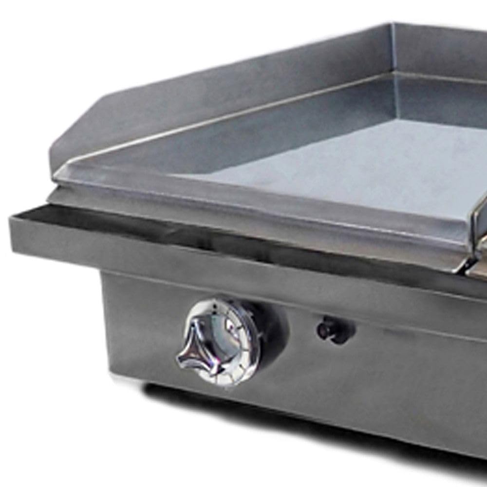 MBH - Plancha à gaz industrielle trois zones 400 x 400 mm en chrome dur pour hôtellerie Fry Top pour cuisine professionnelle pour bar et restaurant