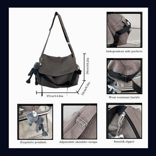 Men's canvas bag, men's and women's Japanese casual crossbody bag, men's large capacity canvas messenger bag3