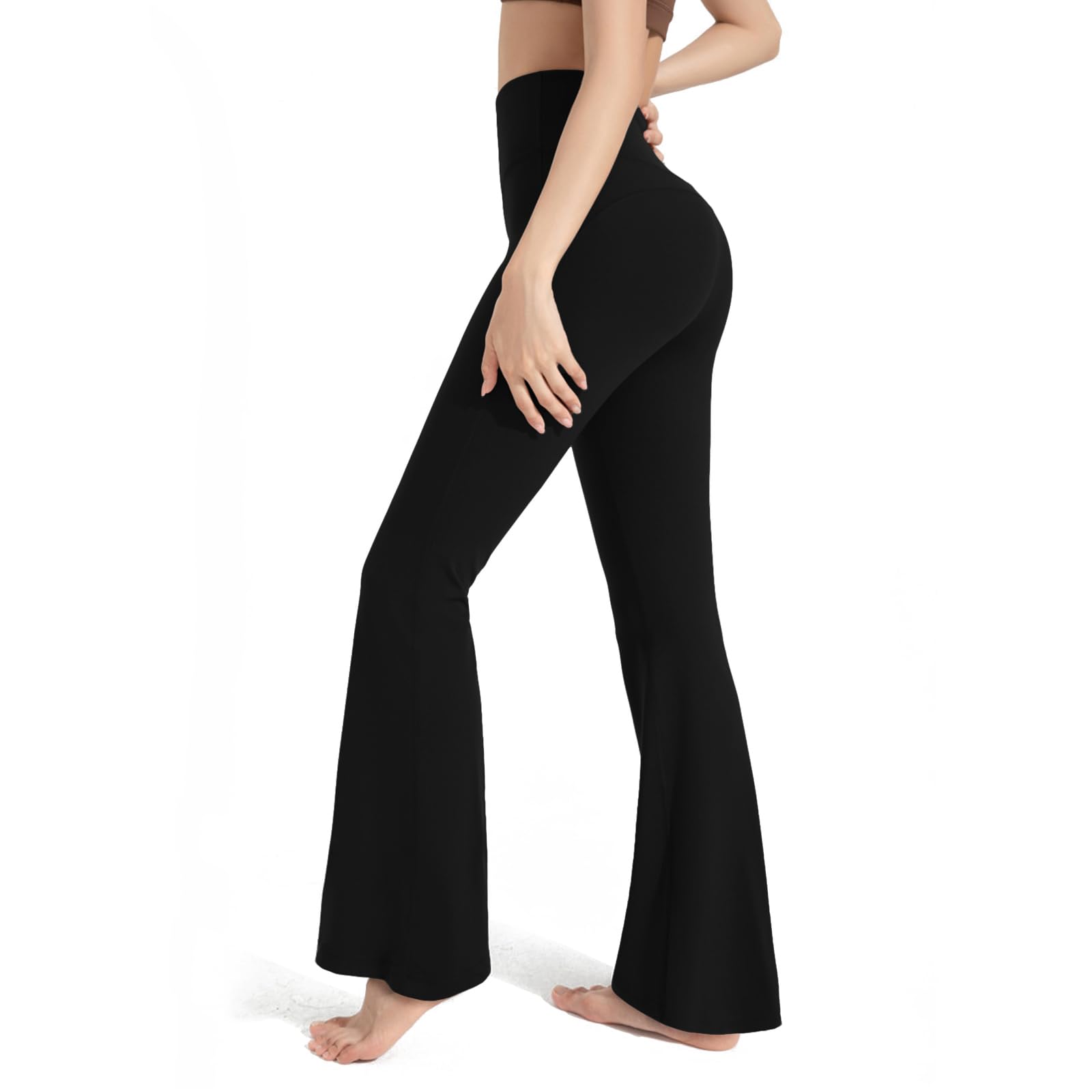 HomyComy Donna Pantaloni Bootleg da Yoga a Vita Alta Controllo di Pancia Elastico Eleganti Pantaloni da Donna Bootcut per Pilates Danza Fitness Palestra Allenamento