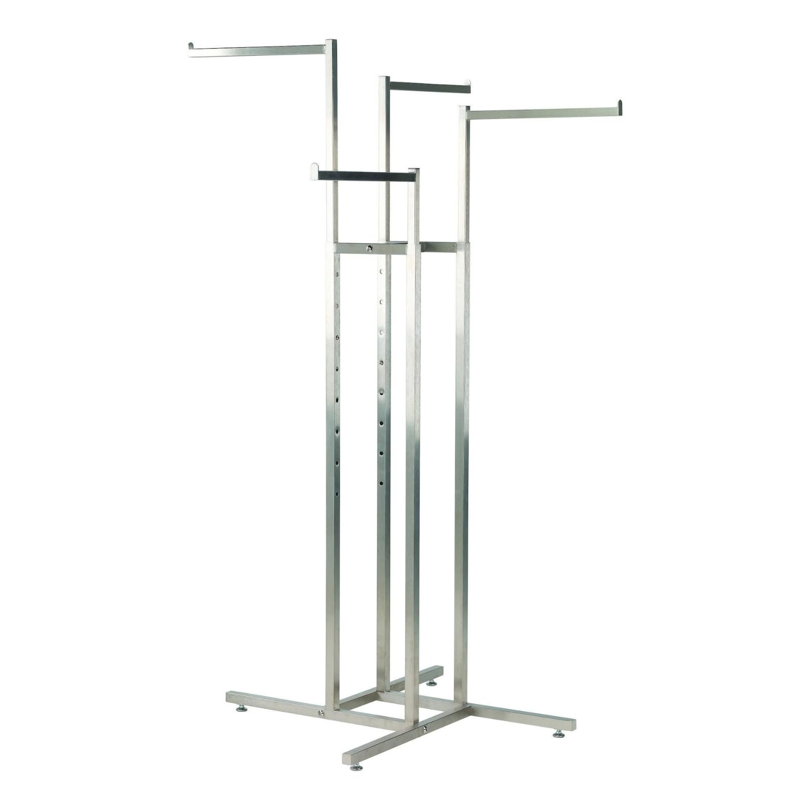 CompleteShopfittings Heavy Duty Chrome 4 Straight Arms Clothes Rail Display Stand