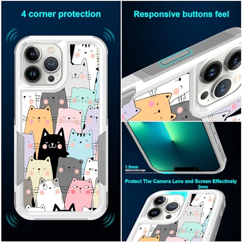 Candykisscase Case for iPhone 13 Pro, Cute Cats Funny Pattern Shock-Absorption Hard PC and Inner Silicone Hybrid Dual Layer Armor Defender Case for iPhone 13 Pro - image 4