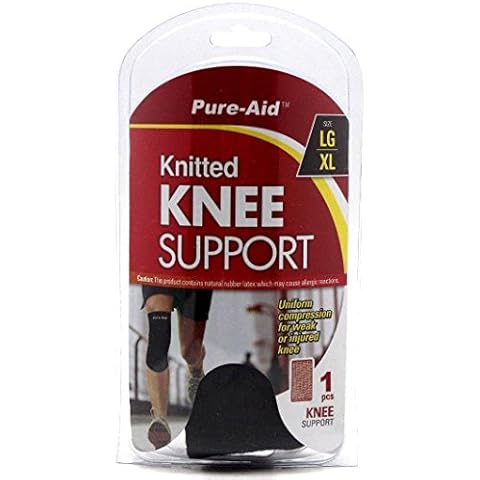 Pure-Aid Knitted Knee Support (LG-XL) for Men & Women - Knee Brace Support for Running, Jogging, Sports, Joint Pain Relief, Arthritis & Injury Recovery - Knee Braces for Knee Pain -Large, X-Large Cover