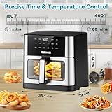 DEIME Air Fryer 10.2 QT Oilless 1700W Large Capacity Oven Air Fryers Healthy Cooker with 10 Preset, Large AirFryer for Families Visual Cooking Window, Non-Stick Basket, Included Recipe