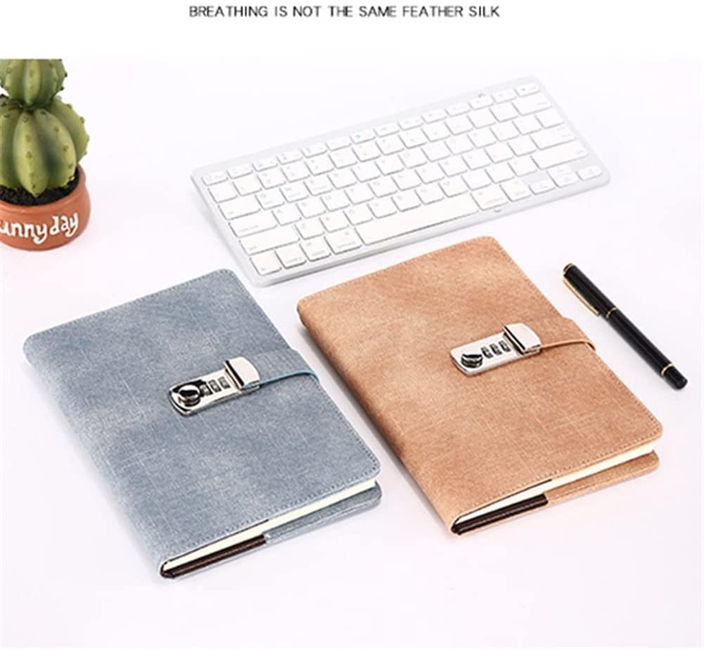 ACiyD Contraseña Cuaderno Papel Bloqueable Libro portátil PU Cuero Diario Cerradura Diario del Viajero Plan semanal Papelería Escolar Regalos (Color : Style B) (Style B)