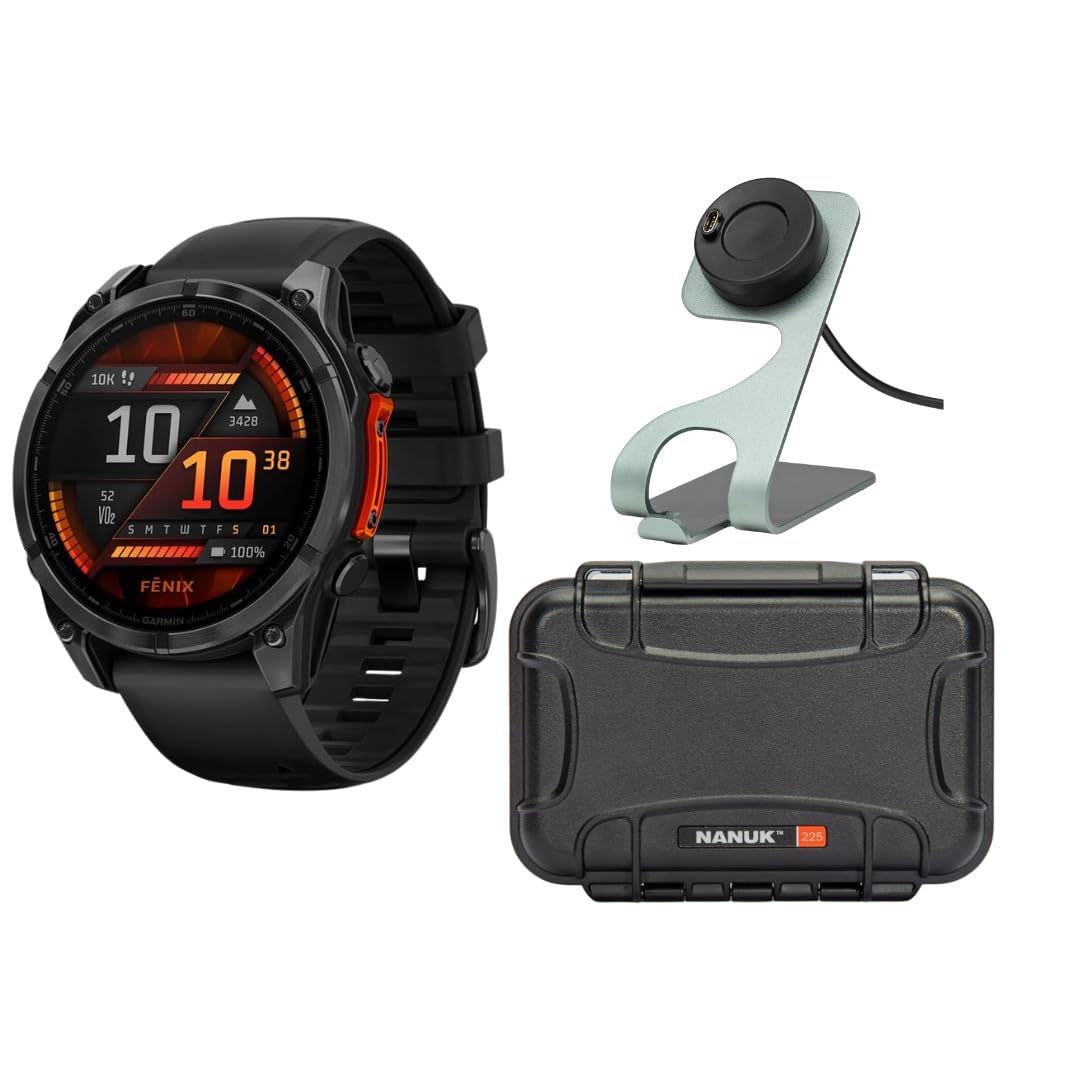 Garmin Fenix 8 51mm GPS Smartwatch with 1 4-Inch AMOLED Display Slate Gray and Black Bundle with Waterproof