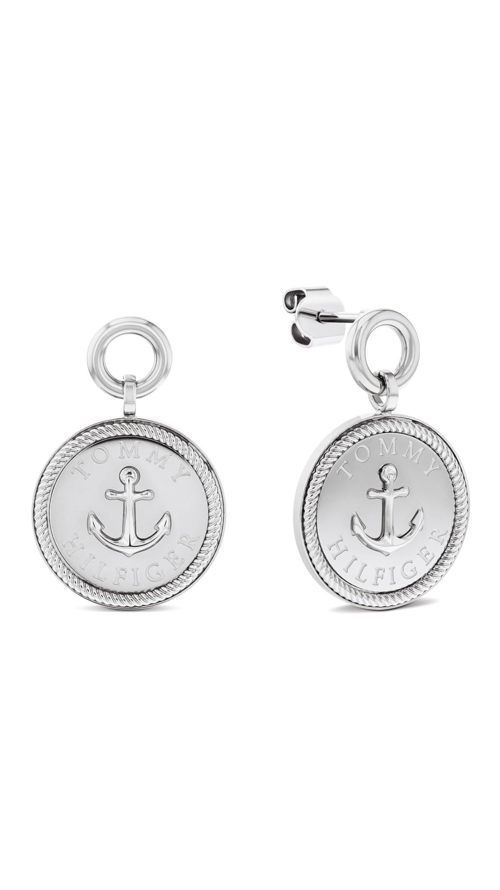 Tommy Hilfiger Womens Nautical Charm Stainless Steel Earrings