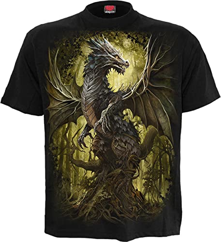 Spiral Oak Dragon Homme T-Shirt Manches Courtes Noir XL 100% Coton Regular/Coupe Standard