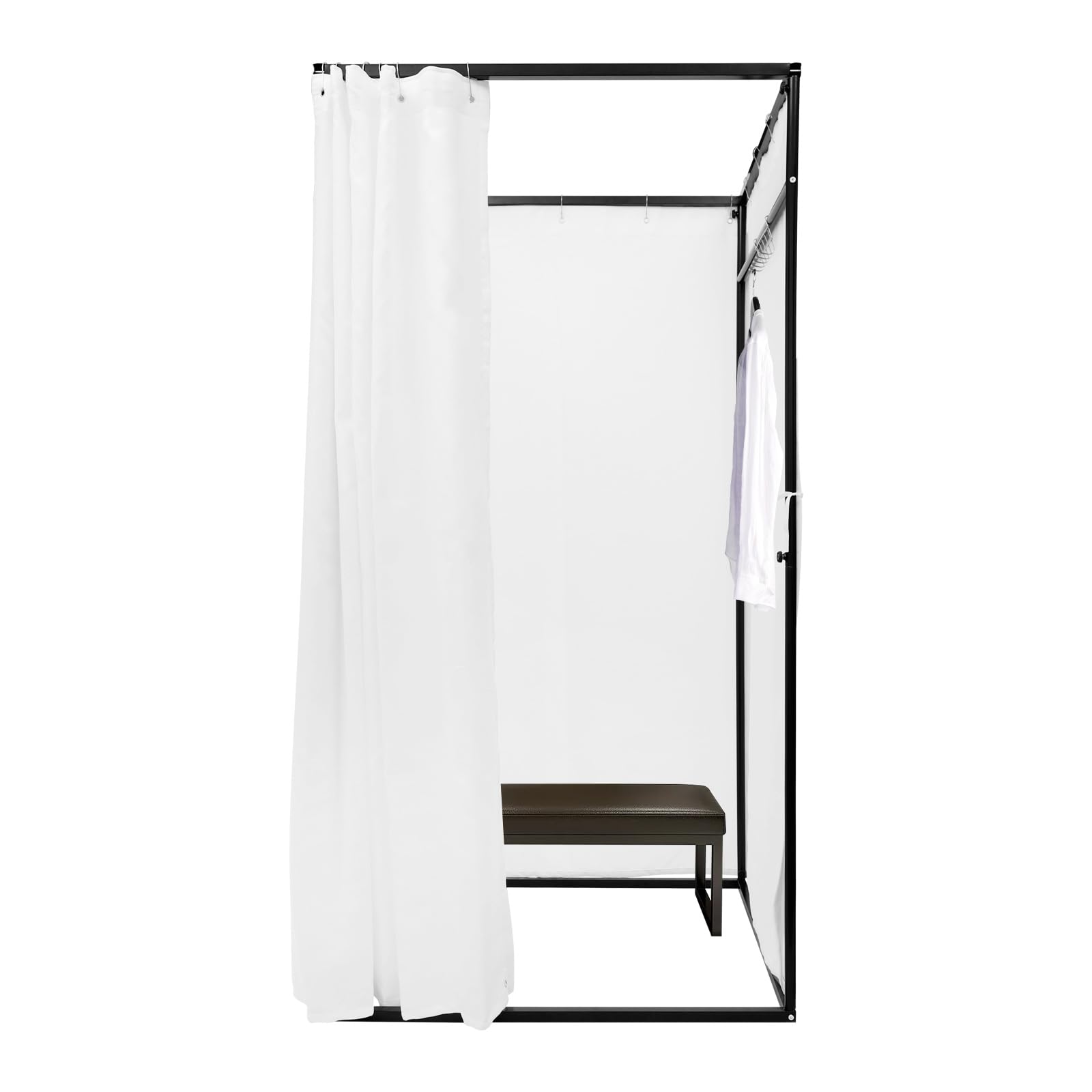 Tragbare Umkleidekabine 100x100x200cm | Freistehend mit Eisenrahmen & Lichtundurchlässigem Leinenstoff | Abnehmbar (Weiß)