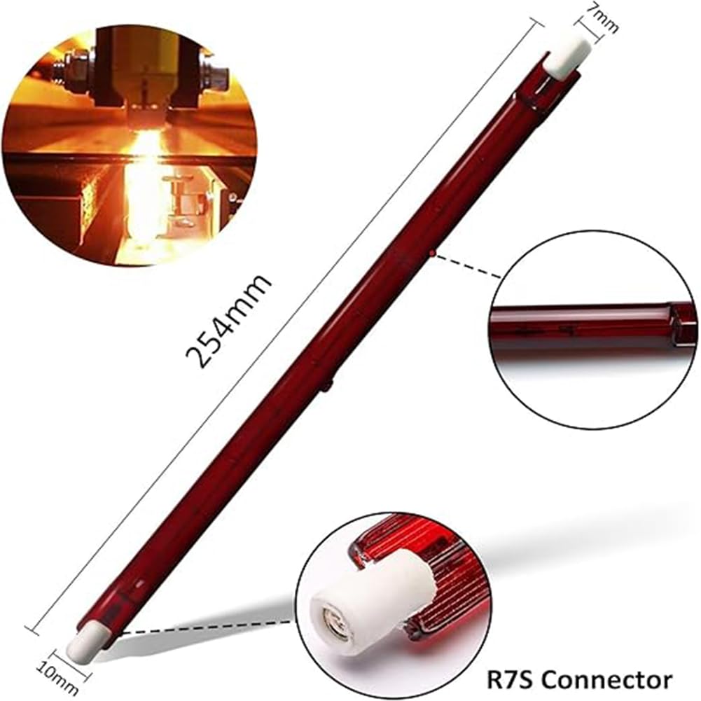 Generico Lampada al Quarzo Rossa R7S 118mm 200W dimmerabile, 220V, J-Type lineare a Doppio terminale, lampadine alogene a infrarossi da 200lm,254mm,1000W 3packs