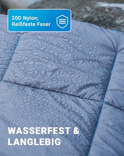 KingCamp Leichte Campingdecke, multifunktionale und warme Steppdecke mit Druckknopf, wasserabweisend, für Rucksack, Reisen, Flugzeug, Wandern, Picknick