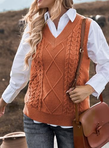 Image of EVALESS Oversized Sweater Vest for Women V Neck Sleeveless Solid Color Loose Pullover Sweater