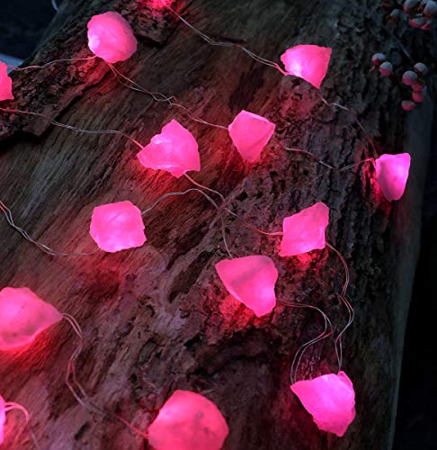 Jashika Genuine Rose Quartz Crystal Decorative String Lights Raw Stone Color Changing 8.5Ft 20 Leds Usb Plug In Battery Operated With Remote For Bedroom Chakra Décor Nature Ornaments Nightlight Wedding Décor thumb #4