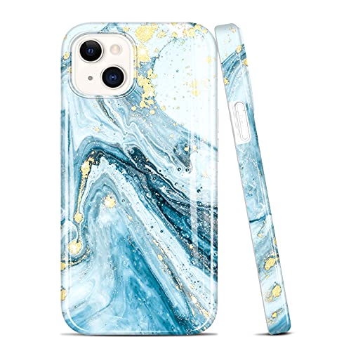 JIAXIUFEN Coque iPhone 13 Coque TPU Gel Housse Etui Protection Mince Souple Coque pour iPhone 13 2021 6.1 Pouce - Marbre Blue Cover