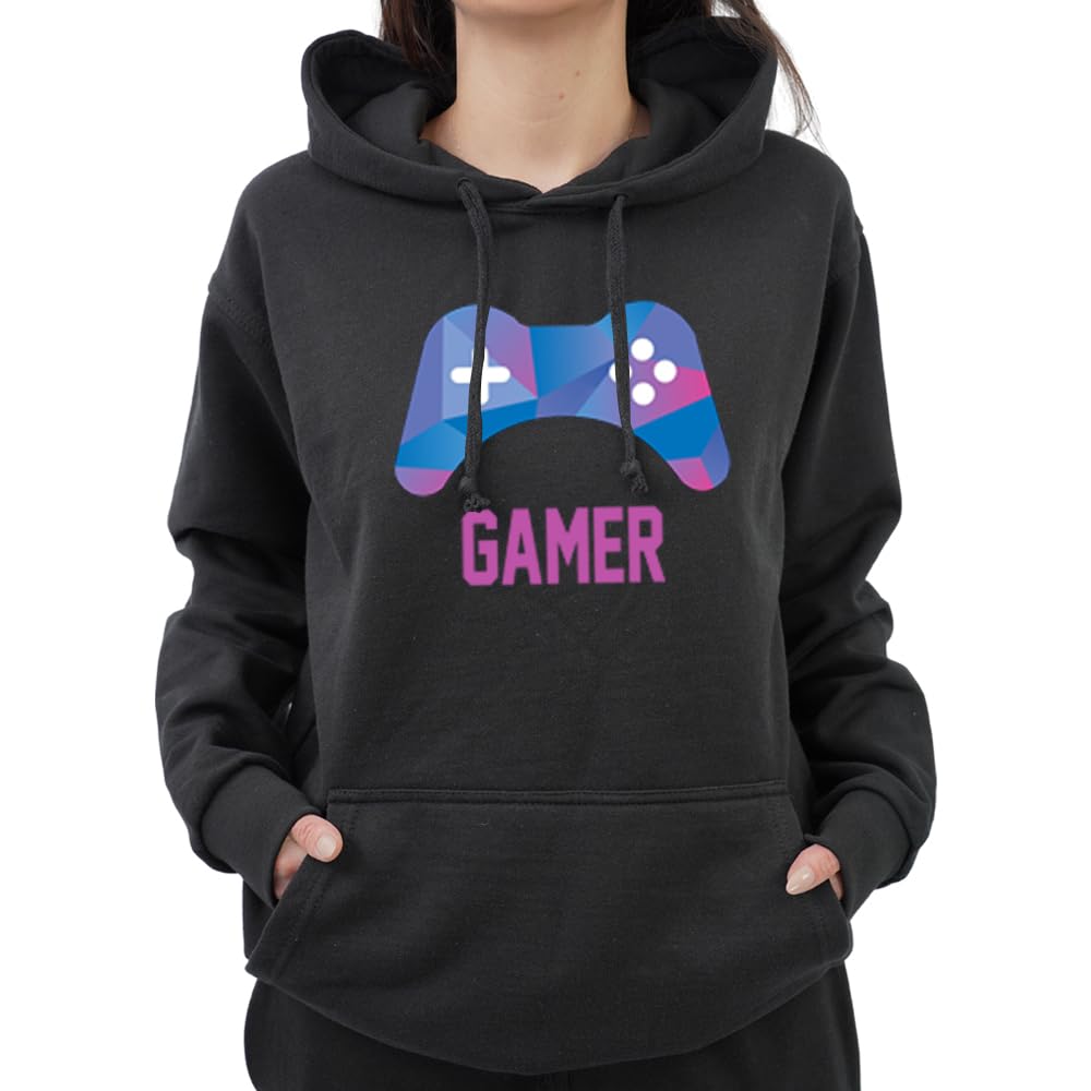 Funny Gamer Gaming Game Lover Colorful Gaming Console Stylish Hoodie (Black,Medium)