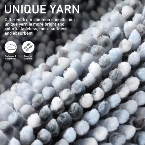 Image of Yimobra Bath Mats for Bathroom Non Slip, 36x24, Extra Soft Chenille Bathroom Rugs, Luxury Fluffy Long Matts for Tub, Plush Shaggy Carpet, Water Absorb, Machine Washable, Light Grey & Dark Grey