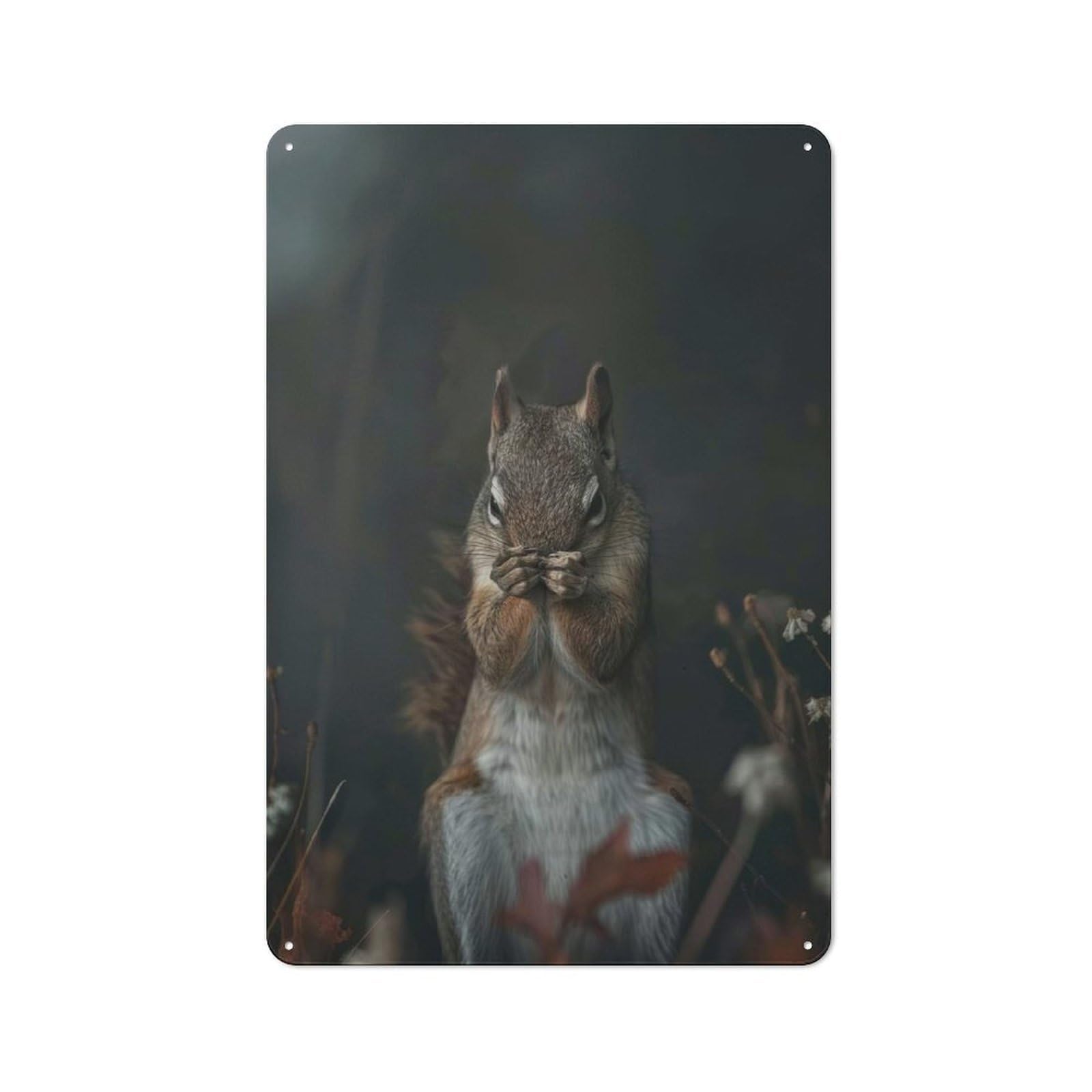 Junmoney Squirrel Hiding In The Woods For Man Cave Or Games Room, Retro Tin Sign 30X20cm, A Christmas Gift For People Styling Man Cave And Games Room