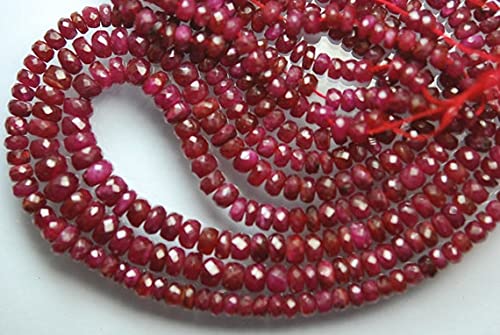 LKBEADS Sznurek 40 cm, AAA naturalny ciemnoczerwony Longido rubin fasetowany duży rozmiar rondelles, rozmiar 6,5-4 mm