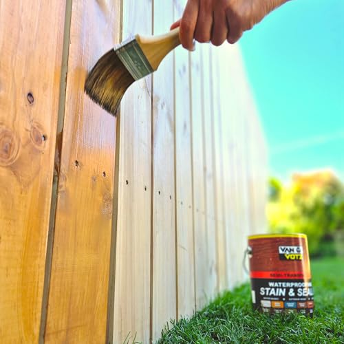 VAN VOTZ Waterproofing Stain & Sealer [1-Quart, Red] - Premium Water-Based Varnish Stain for Exterior Wood. Semi-Transparent Semi-Gloss Protective Finish for All Outdoor Climates. by Van Votz - Used condition - Image 5