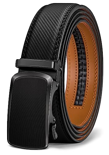 Image of KEMISANT Belt Men, Sliding Ratchet Belt Genuine Leather For Gift Mens Dress Pants Oxfords,Size Adjustable