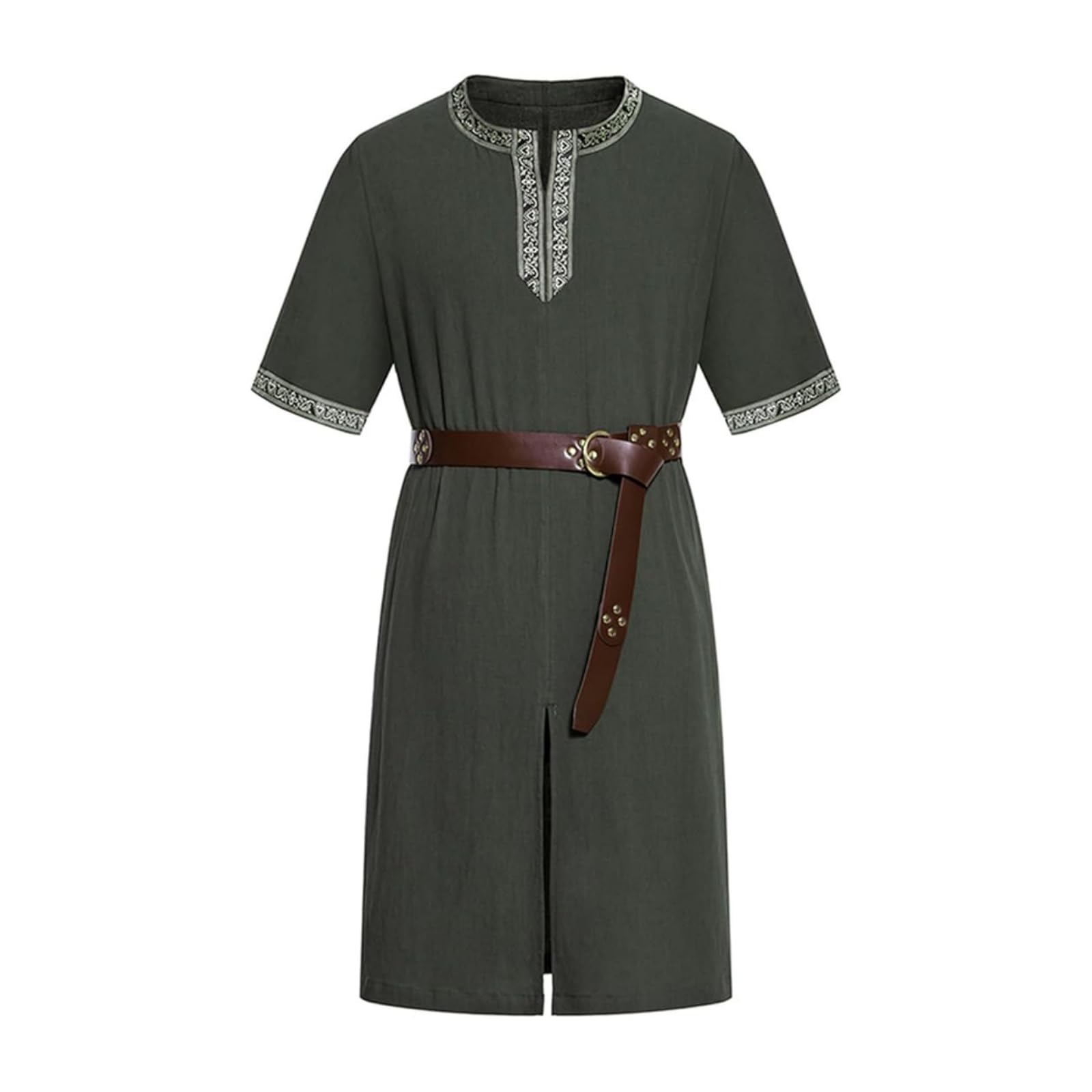DELIVESS Mens Renaissance Costume Medieval Viking Outfit for Halloween, LARP, Renaissance Fairs(Green,L)