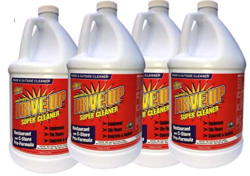Drive Up Super Cleaner Concentrated Degreaser, 4 x 1 Gal, Multi Purpose & Multi Surface Cleaner, Safest Degreaser, Remove Motor Oil from Concrete, Industrial Strength Cleaning, Case of 4 x 1 Gal