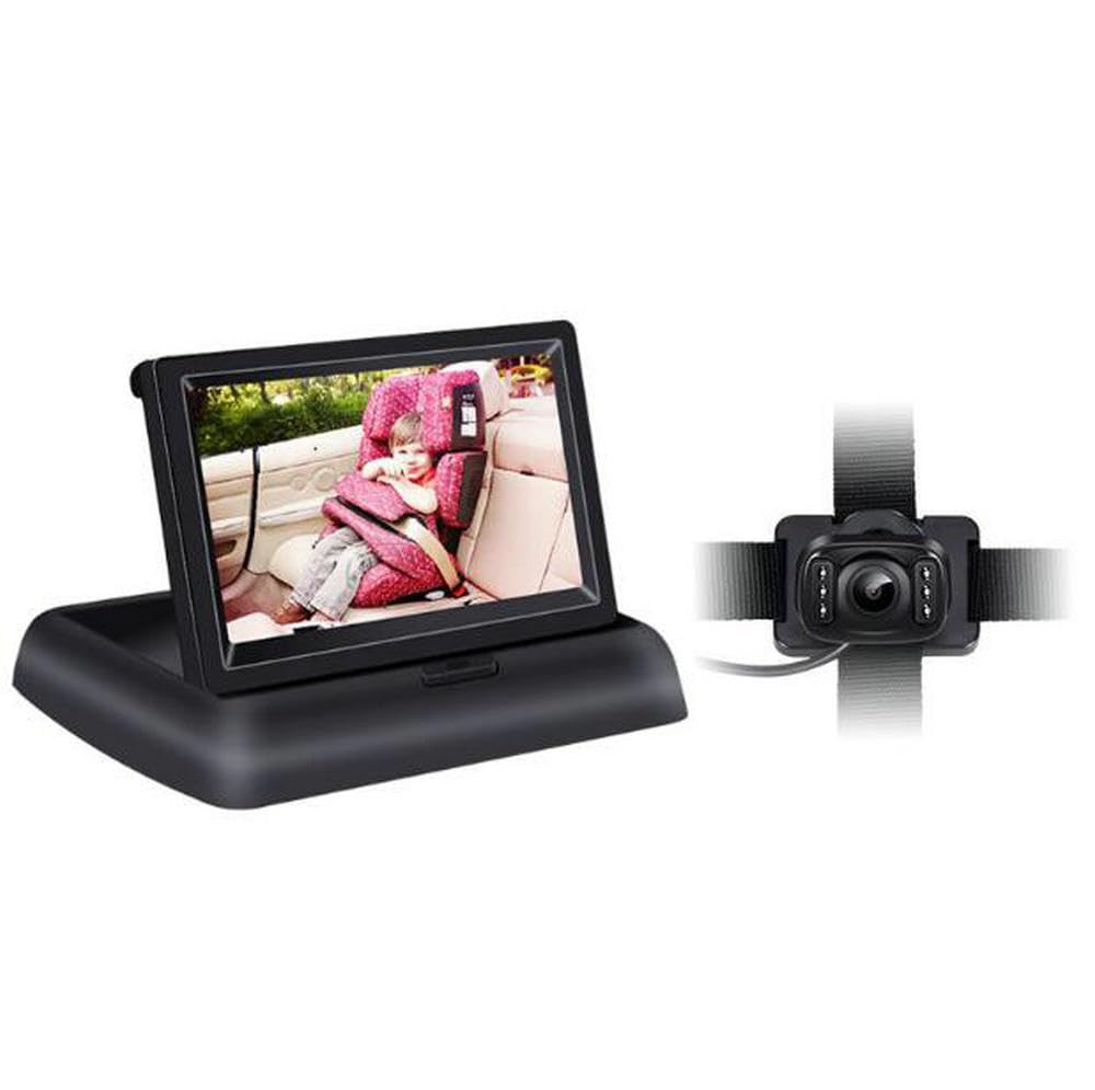 BW Espejo de cámara de coche para bebé, visión nocturna, espejo de asiento de coche de bebé, pantalla de espejo de coche con función de visión nocturna de 4.3 HD, cámara de coche ajustable con visión