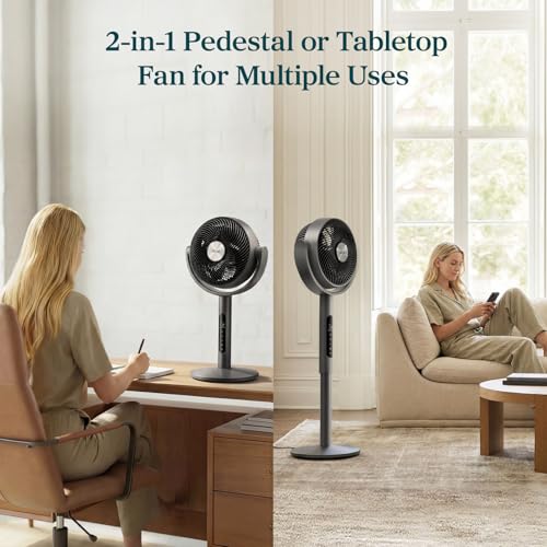 Levoit Smart Standing Fan for Bedroom, 120°+90° Oscillating Fan, 20dB Quiet | 1451CFM Airflow Floor Fan, 12 Speeds 4 Modes, DC Motor, 12H Timer, WiFi/Voice/Remote Control, 2 in 1 Pedestal Fan for Home - image 5