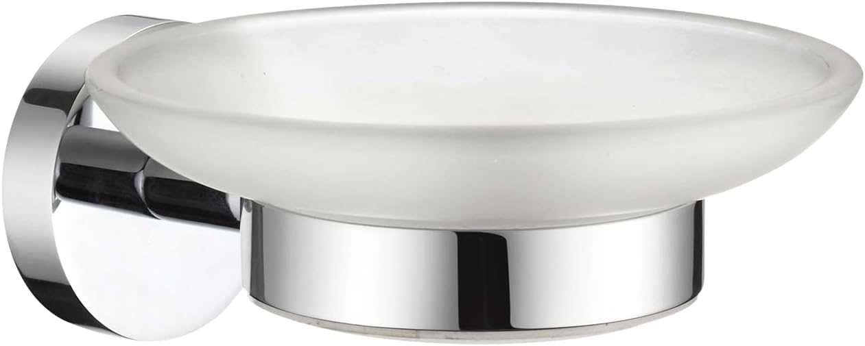 iBathUK Modern Round Soap Dish Holder Chrome Wall Mounted Bathroom Accessory ACC108