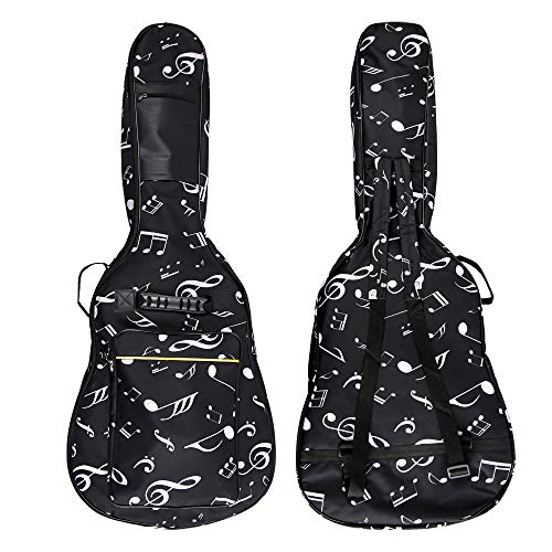 41 42 Inch Dual Adjustable Shoulder Strap Acoustic Guitar Gig Bag Waterproof Guitar Case Soft Guitar Backpack Case with Pockets Organizer - Black