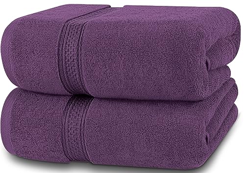Utopia Towels - 2 Set Asciugamani da Bagno (69 x 137 cm) - Asciugamani in Cotone per Hotel e Spa, Massima Morbidezza e assorbenza (Porpora)
