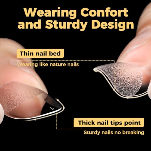 Image of UNA GELLA Extra Short Almond Gel Nail Tips, 216 Pcs Pre-shape XS Almond Nail Tips Full Cover Press On Nails Half Matte Clear Fake Nails For Women Girl DIY Salon At Home 12 Sizes