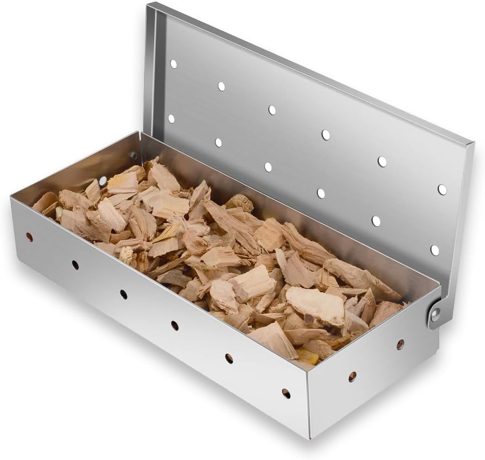 BBQ Smoker Box For Smoking: Stainless Steel BBQ Grilling Accessories For Gas, Electric Or Charcoal BBQ Grill