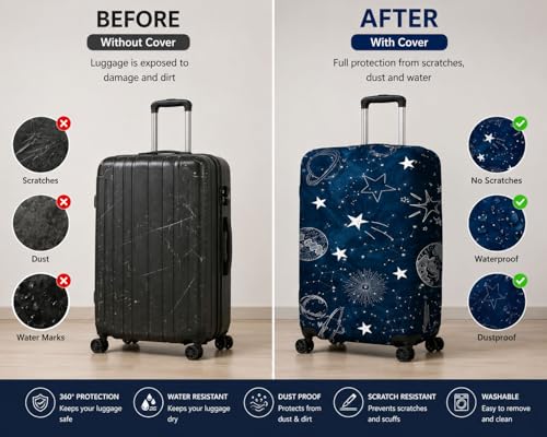 Image of Printed Luggage Cover for Traveling Bag & Suitcase - Stretchable & Scratchproof Trolley Protector with Velcro Lock & Lightweight Washable Material(Suitcase Not Included, Only Cover in Product)