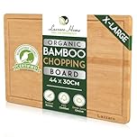 Lazzaro X-Large Bamboo Chopping Board (44 x 30 x 2cm) - Double Sided Wooden Cutting Board - Durable Kitchen Chopping Board for Meat, Fish, Vegetables, Fruit, Bread & Cheese