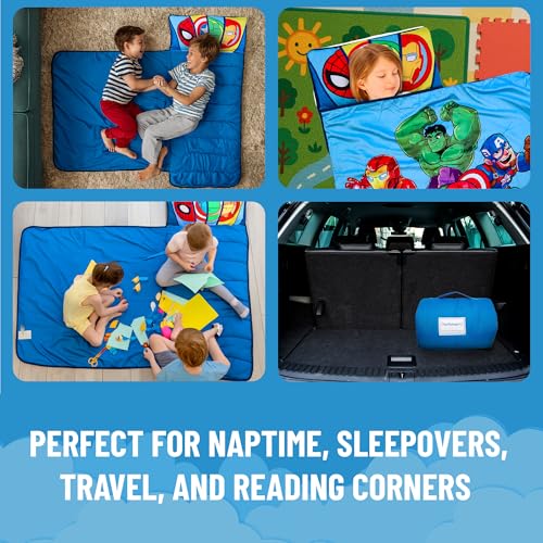 jay franco kids nap mat with embedded pillow amp blanket  soft 4634x2034 microfiber sleeping bag with name tag amp handle for school travel sleepover