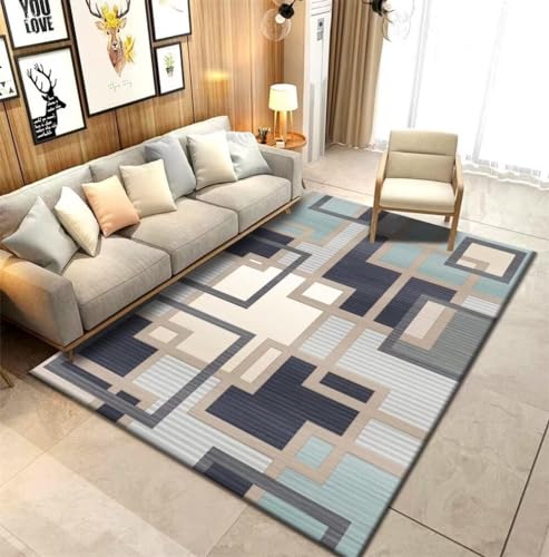 Tapis d'éveil antidérapant et lavable gris bleu 140x200 cm pour salon - 2