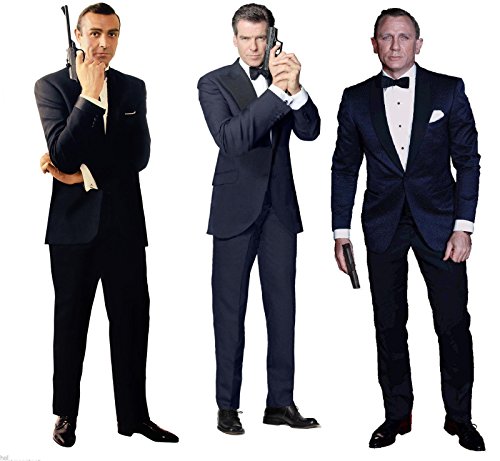 Sean Connery Pierce Brosnan Daniel Craig 007 LIFESIZE Cardboard Standup Standee Cutout Poster Set of Three Goldfinger Skyfall Tomorrow Never Dies