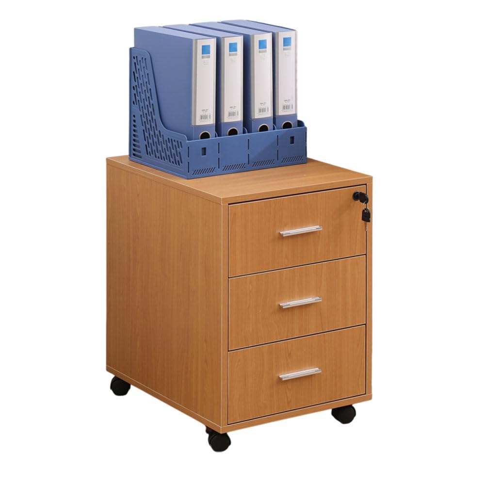 nozama Under Desk Drawers,Desk Cabinet 3 Drawer,Lockable Filing Cabinet,Office Storage Drawers With Lock,Under Desk Pedestal Wood for Home Office