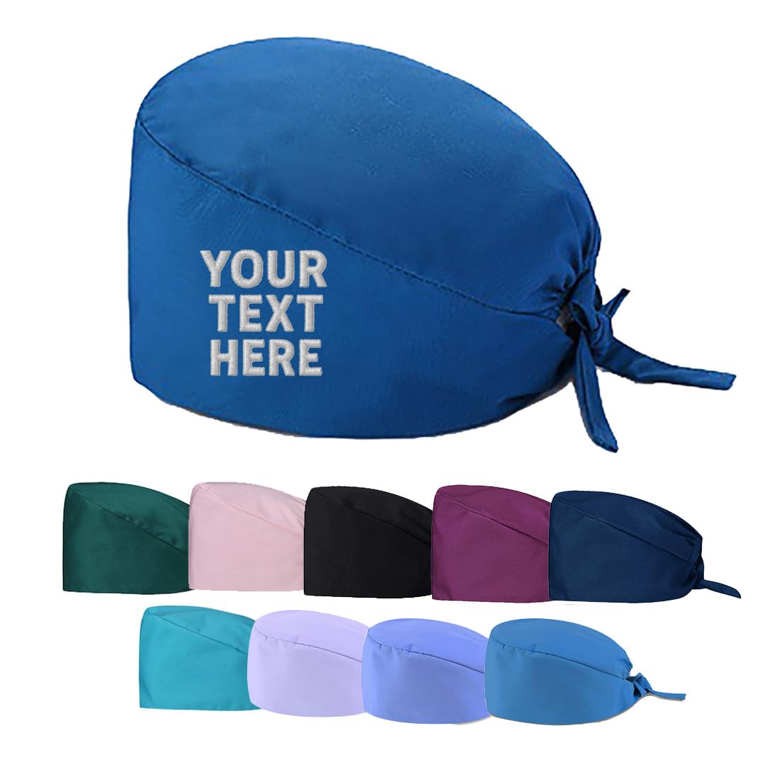 Van Der Linn Unisex Blue Personalised Embroidered Surgical Scrub Cap Cotton Adjustable Scrub Hat (Cotton, )