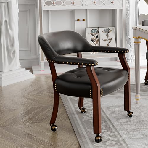JESONVID Rolling PU Captain Chair Black
