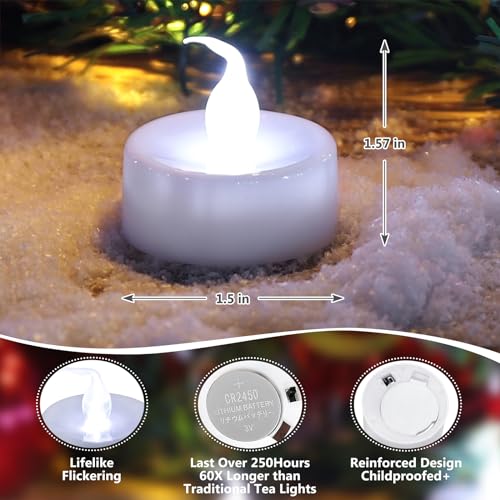 Image of Topstone Remote Controlled LED Tea Light,White Flickering Bulb,Long Lasting Battery Operated LED Votive Candle with Timer,Pack of 12