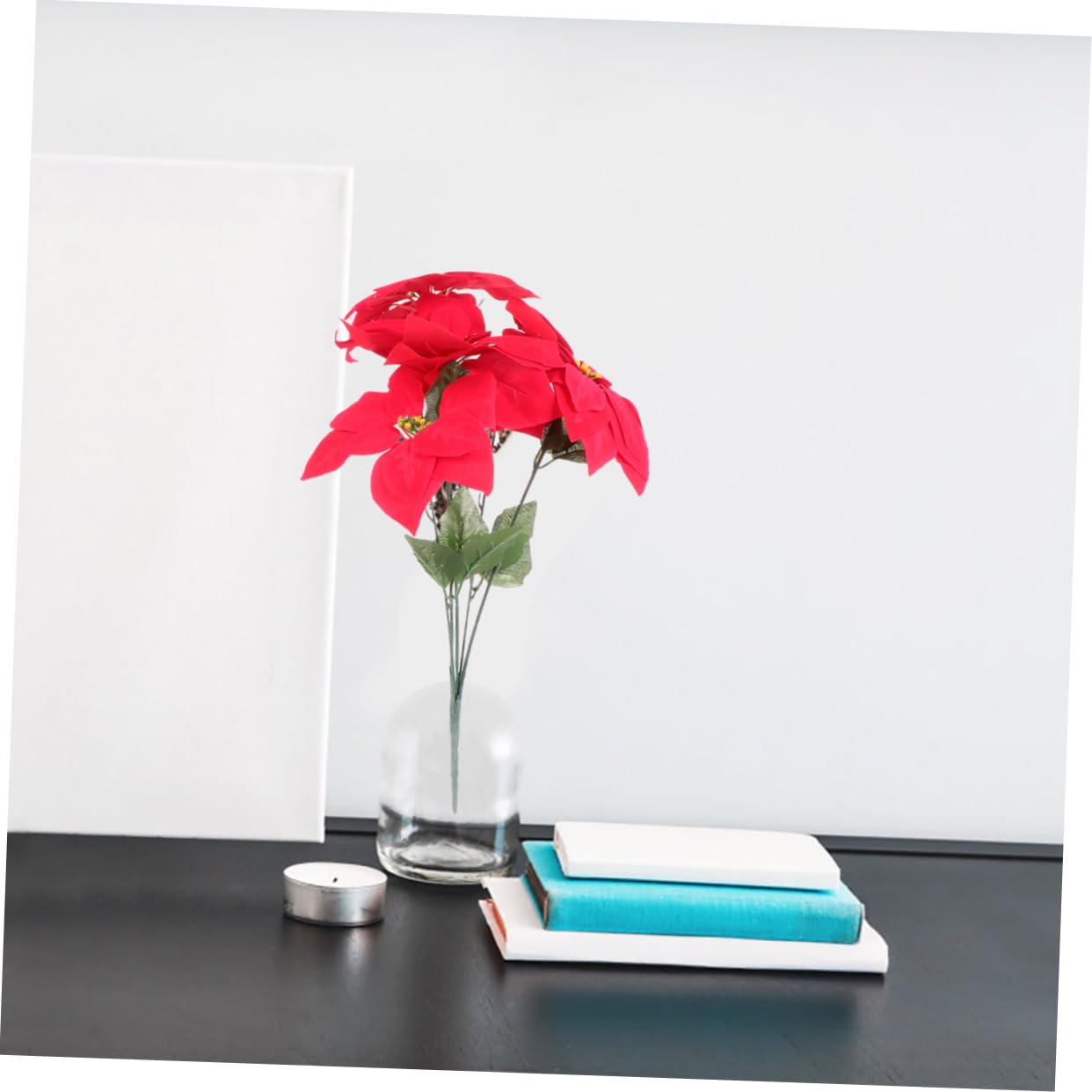 DECHOUS 2piezas Ramo De Flores Artificiales De Poinsettia Roja para Decoración Navideña De Poinsettia Simulada para Fiestas y Decoración del Hogar