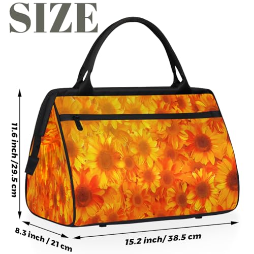 Flower Sunflower Orange Sun Small Overnight Weekender Tote Bag for Women Men Foldable Travel Duffel Bags Lightweight Sports Gym Bag Waterproof Carry On Luggage Weekender Bag for Traveling Gifts2