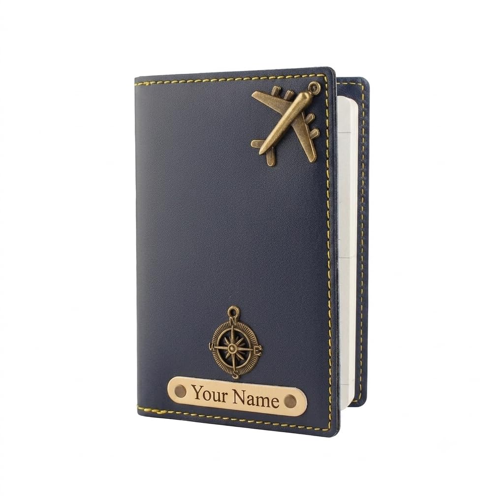 Customised Name & Charm Leather Passport Cover Holder for Men & Women (Blue) | Personalised Birthday Gifts for Men-image-7