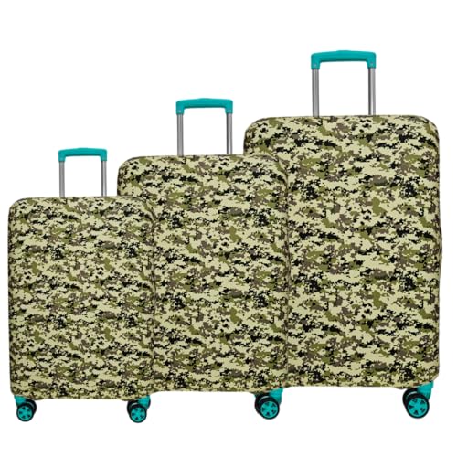 Image of Printed Polyester Suitcase Cover Stretchable Luggage Protector Trolley Bag Cover Travel Accessory (Army Mehndi Dot-S,M,L)