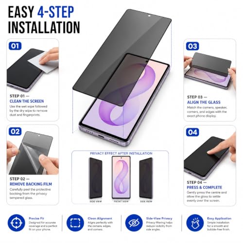 Image of FIRST MART Privacy Tempered Glass for Samsung Galaxy Z Fold 8 With Cable Guard & Installation Kit | Anti-Spy 9H Screen Protector, Edge-to-Edge, Case-Friendly | Black